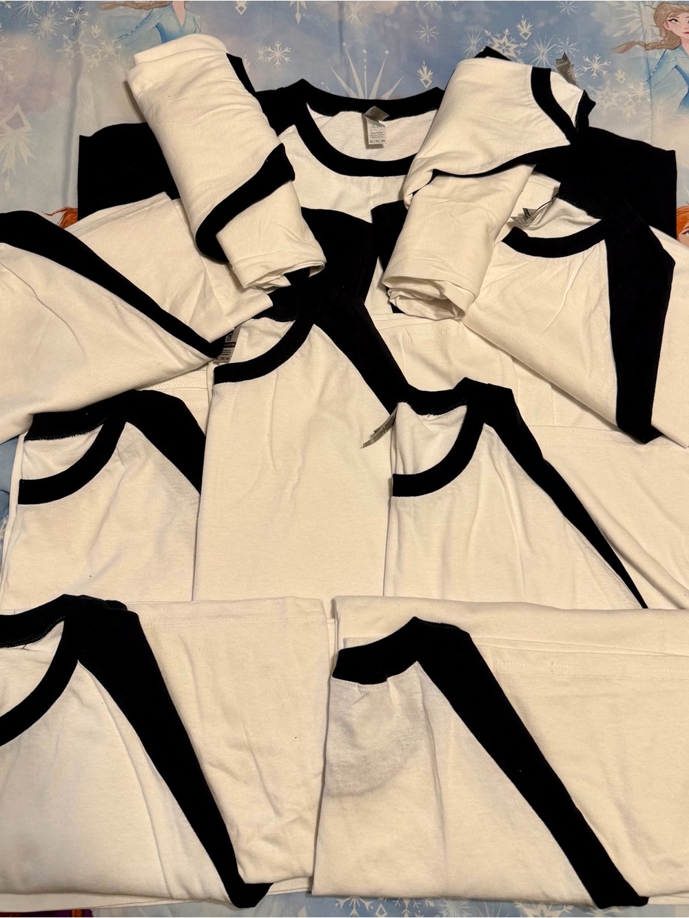 Gildan White and Black Raglan Baseball Style Shirts Bundle of 10